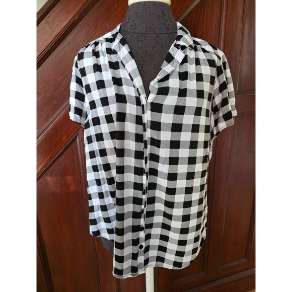 Torrid Black White Buffalo Check Button Down Shirt Size Large - Picture 1 of 7
